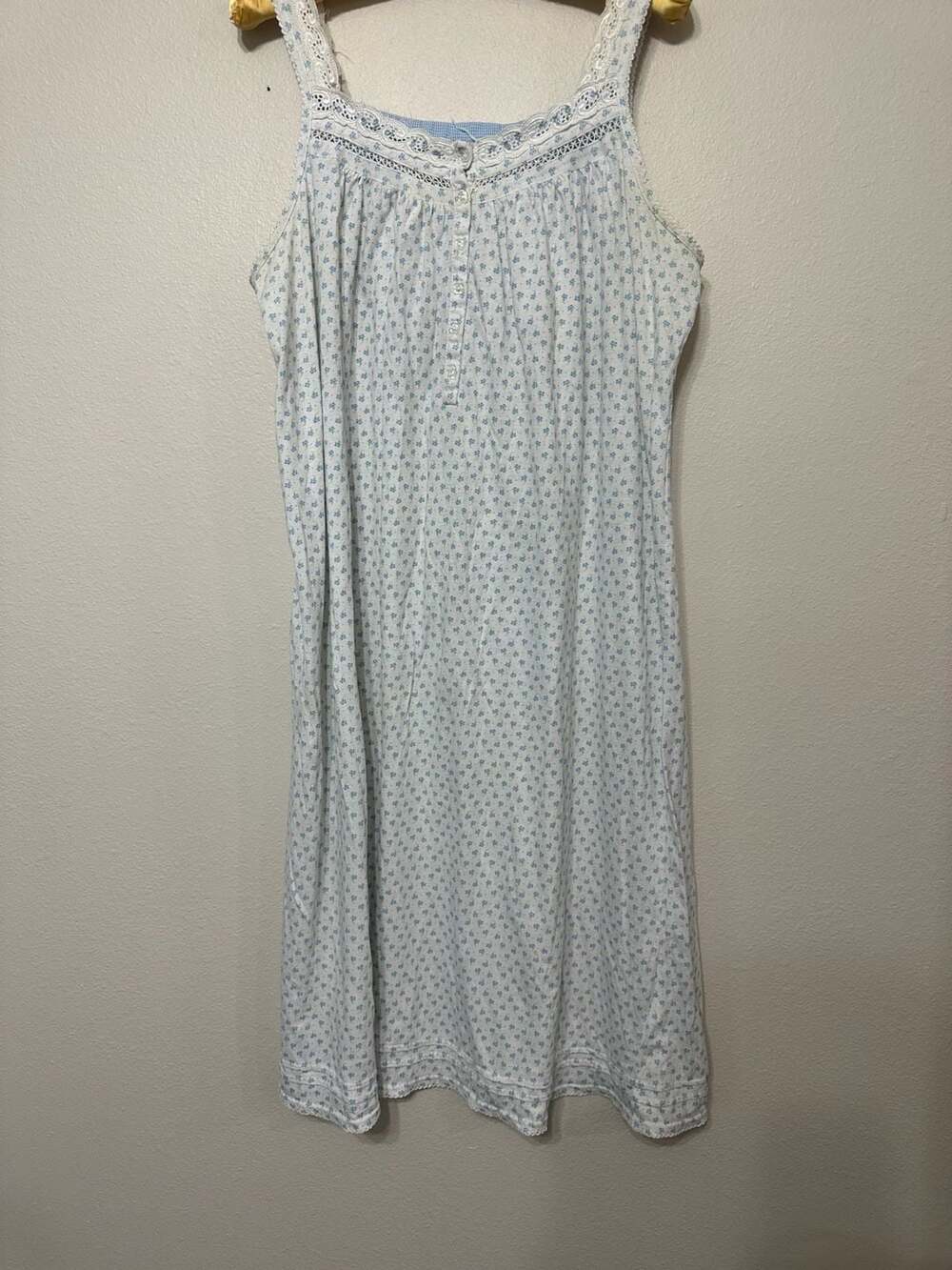Secret Treasures Floral Print Cotton Blend Lace-Trim Sleeveless Nightgown